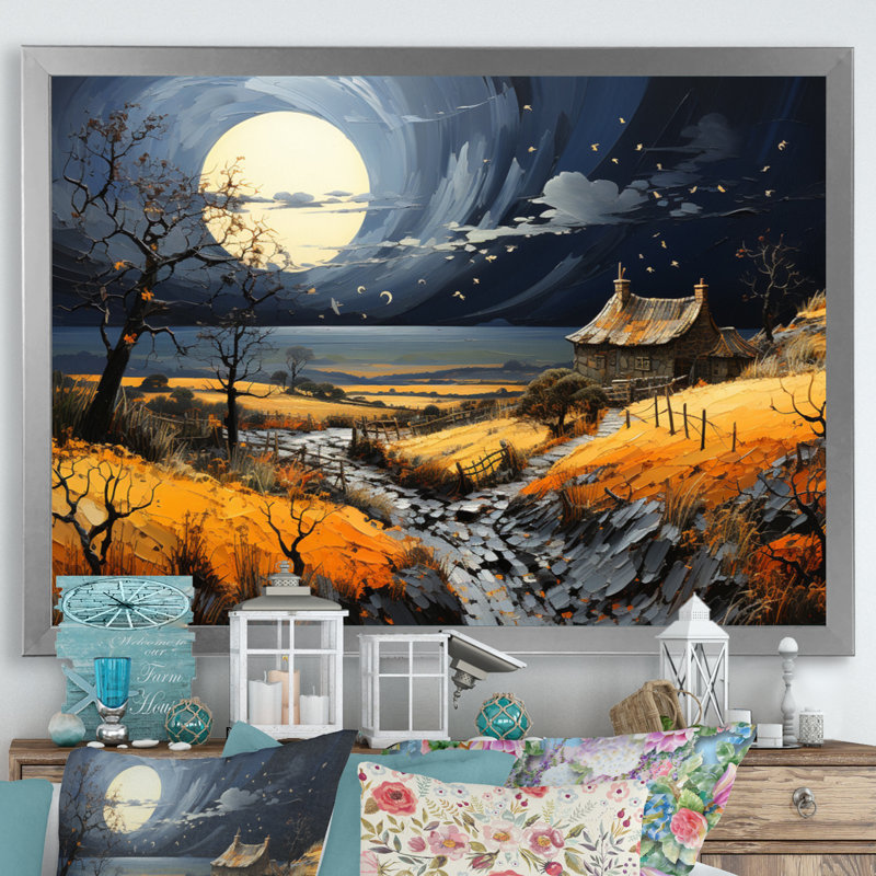Patchwork de campagne Moody Skies I, Cadre photo argenté, H 34 po x l 44 po x P 1,5 po