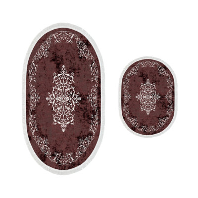 Claret Red Bathmat Set (2 Pieces) | 100% Polyester, Non-Slip Underside, Antibacterial | Bathmat Dimensions: 19.7 x 23.6 inches & 23.6 x 39.4 inches | Easy to Clean, Machine Washable at 86°F | Perfect for Bathrooms & Home Decor