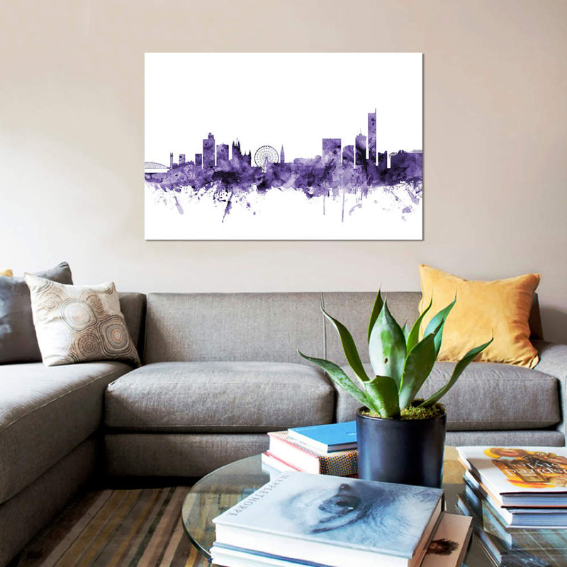 « manchester, england horizon » par michael tompsett, reproduction d’impression sur toile tendue, Pas de tapis, Toile tendue