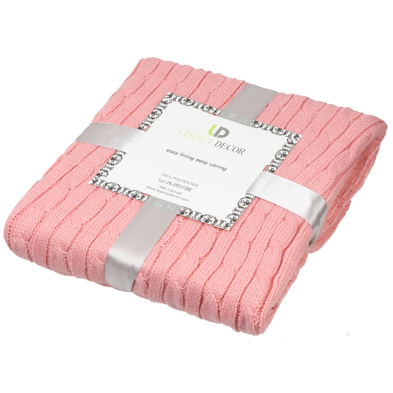 Jeté léger en tricot torsadé, Rose