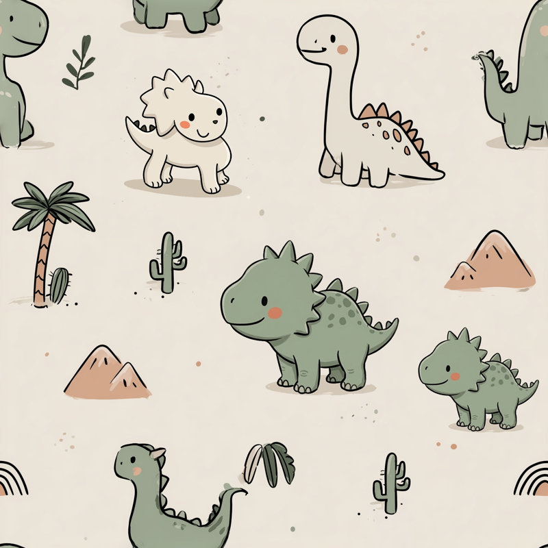 Mignon dinosaure, papier peint de chambre de bébé, Texturé non collé