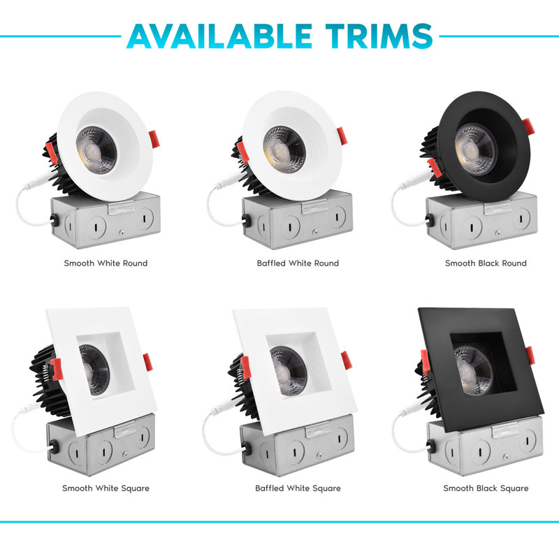 4" Selectable CCT New Construction IC Rated LED Canless Recessed Lighting Kit