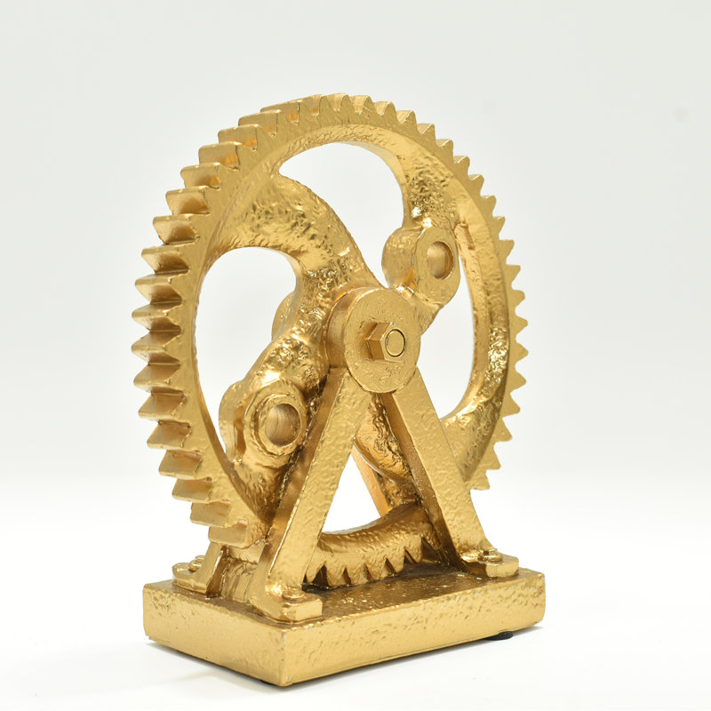 Sculpture Adam & Friends Home Decor Calera Gear | 1 pièce, Laiton antique