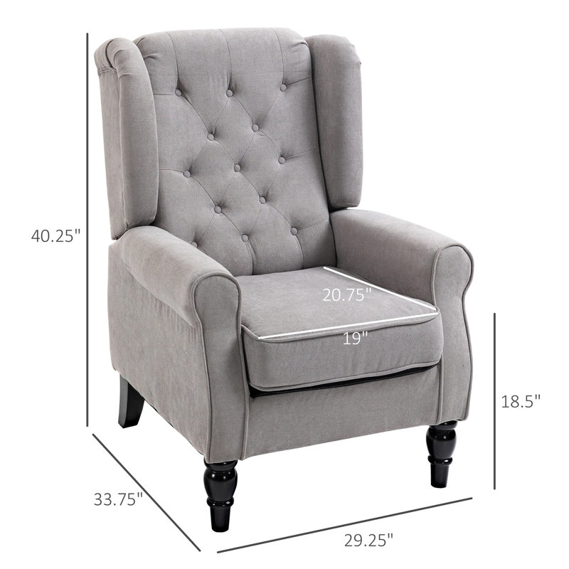Lachesis Wingback Chair,wood, Gray Fabric
