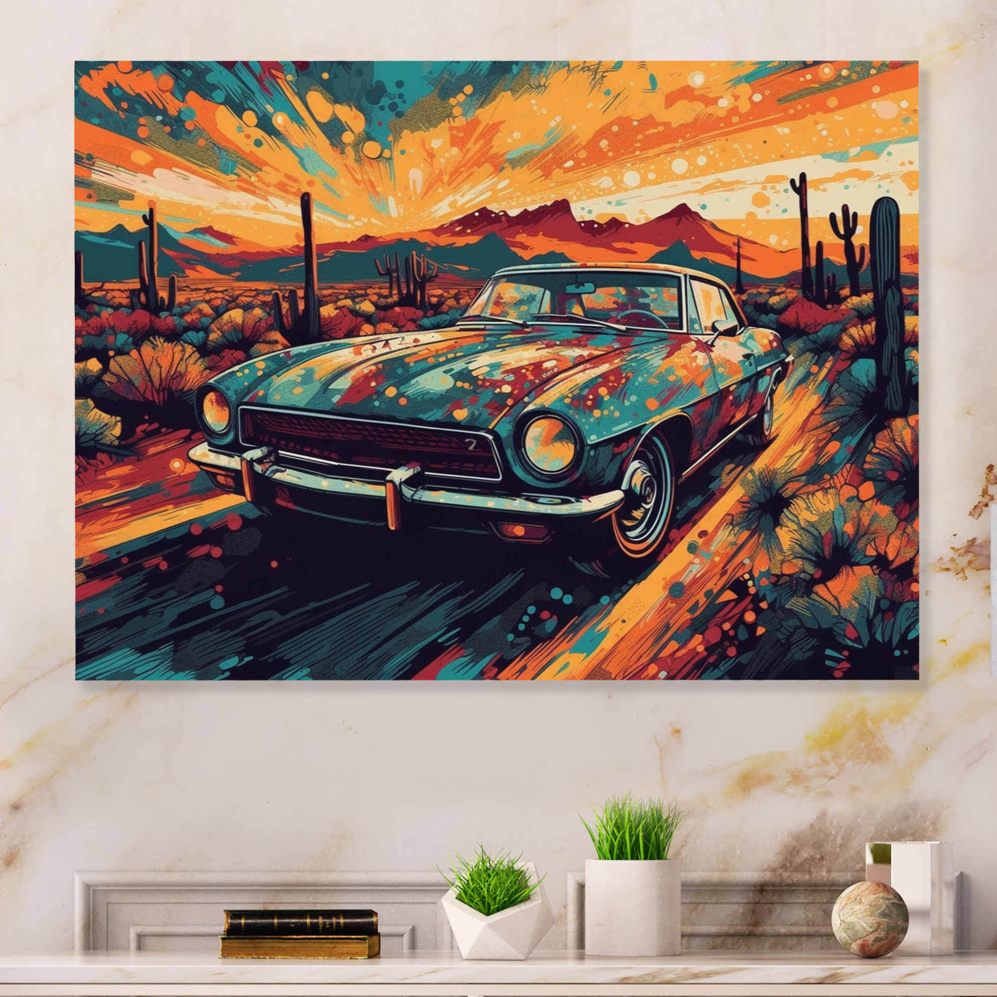Green and Yellow Muscle Car Melodies - Cars Off-Road Metal Wall Decor Williston Forge Size: 12 H x 20 W x 1 D