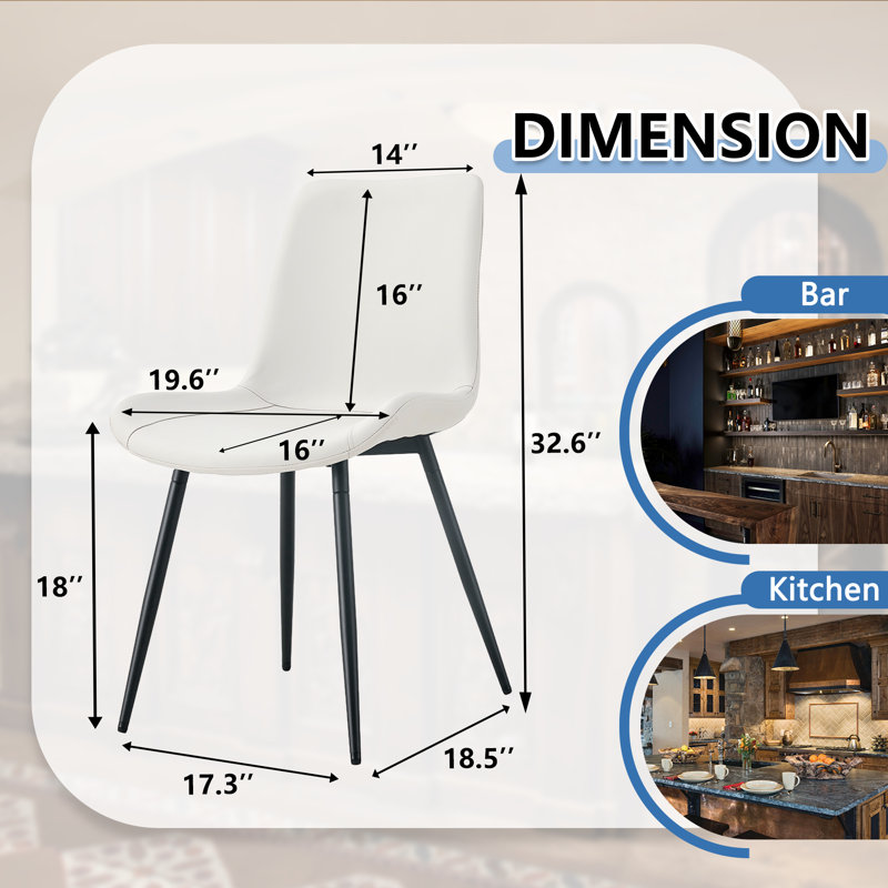 Chaises de salle à manger modernes et simples en polyuréthane à pieds noirs (ensemble de 6), Blanc