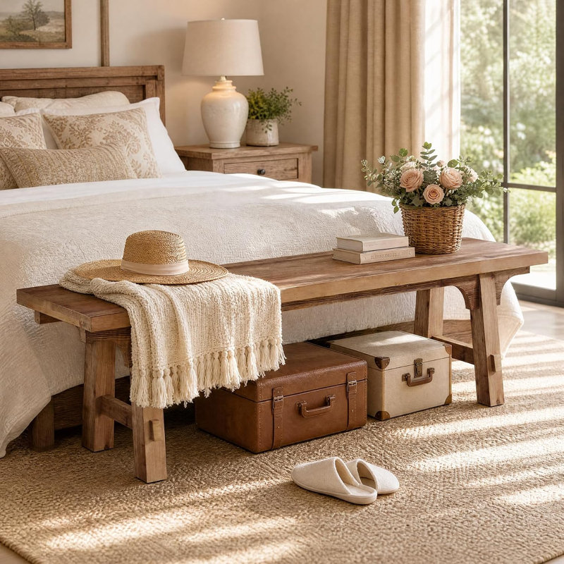 63-Inch Solid Wood Dining Bench