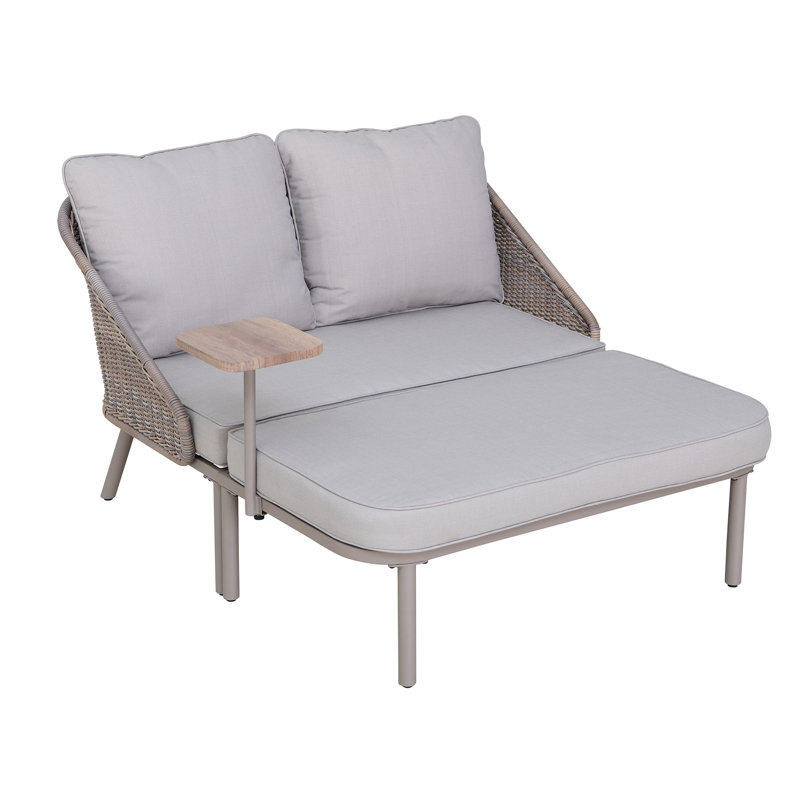 Steel / Rattan Garden Daybed Porto - 142 X 128cm, Grey