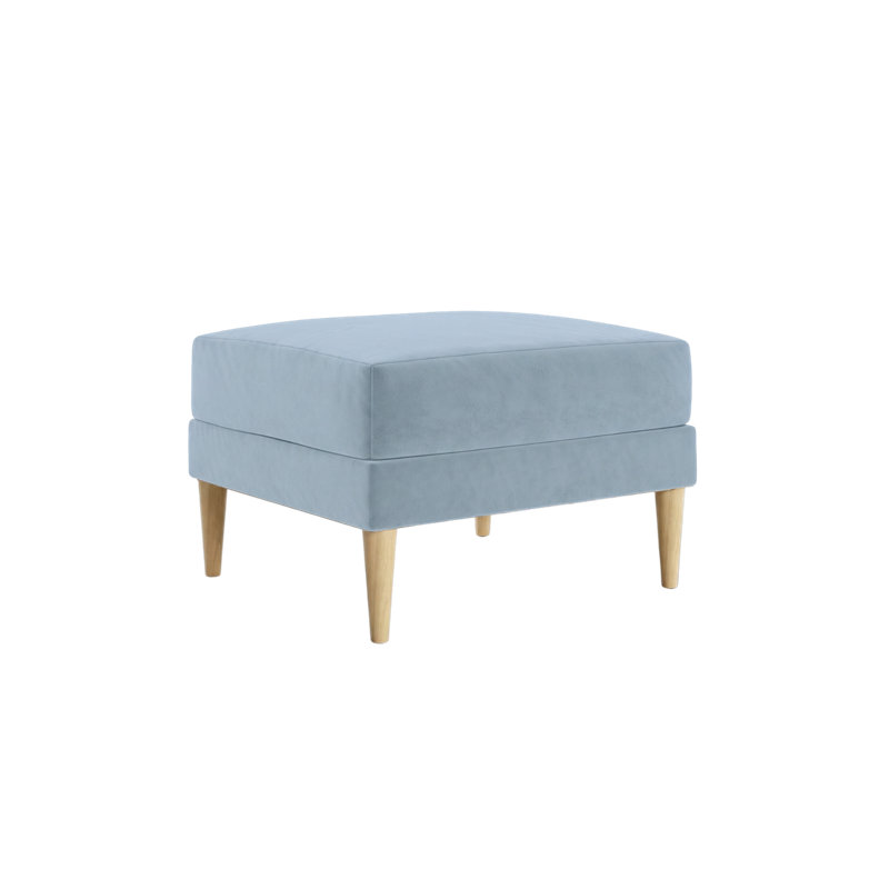 Essential Ottoman, Natural, Cornflower Recycled Velvet