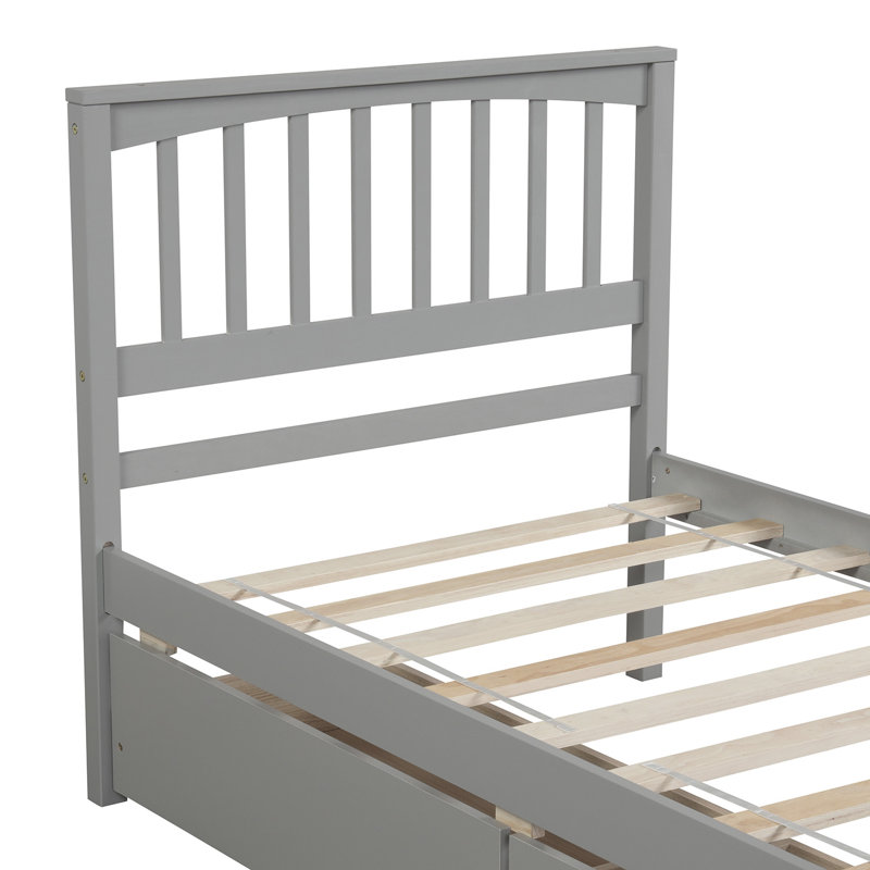 Lit plateforme simple avec deux tiroirs,, Gris