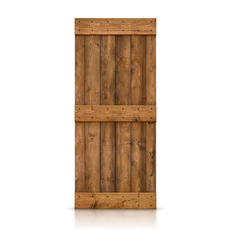 Porte de grange peinte peinte en bois à panneau sans installation de quincaillerie d’installation, 24 po x 84 po, Noyer