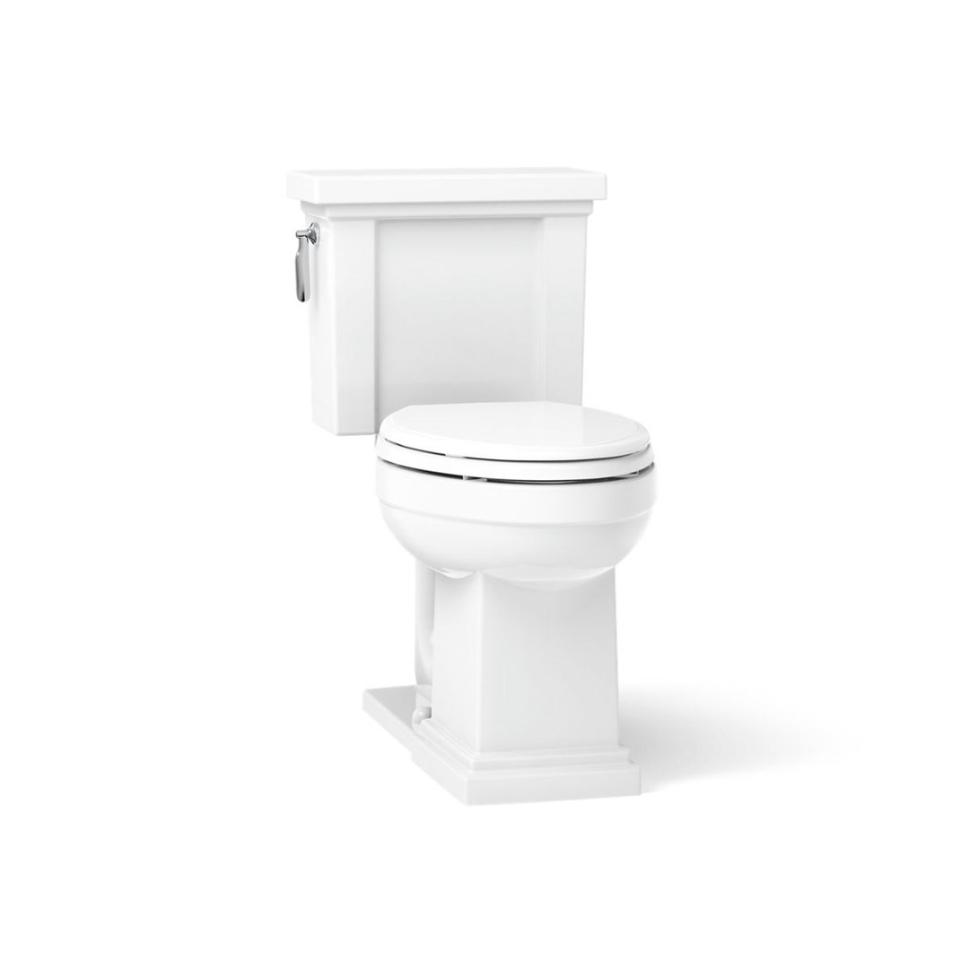 Tresham 1.28 GPF Water Efficient Elongated Two-Piece Toilet (Seat Not Included) Kohler Finish: White, Lever Location: Left-Hand
