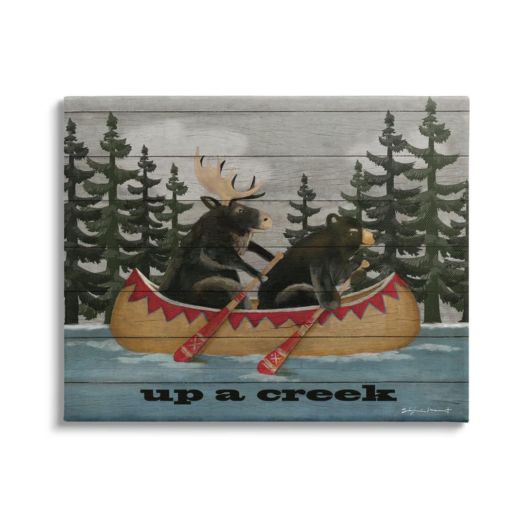 " Up A Creek Woodland Cabin Canoe " by Stephanie Workman Marrott Stupell Industries 