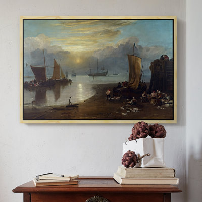 Le soleil se lève à travers la vapeur: les pécheurs nettoient et vendent du poisson, c. 1807-J.M.W. Toile tendue avec châssis Turner
