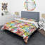 Ensemble de housse de couette à style mid-century à motif floral rétro-40702305