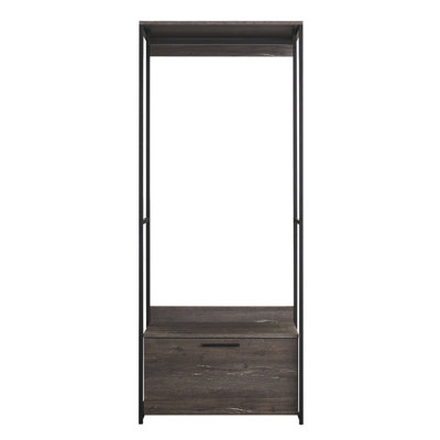Placard en bois et métal Monica gris rustique avec tiroir Monica