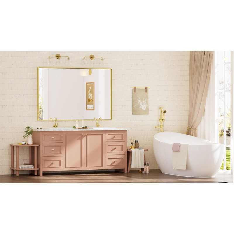 Miroir de vanité encadré / Miroir d'appoint, Doré, 60 po x 40 po