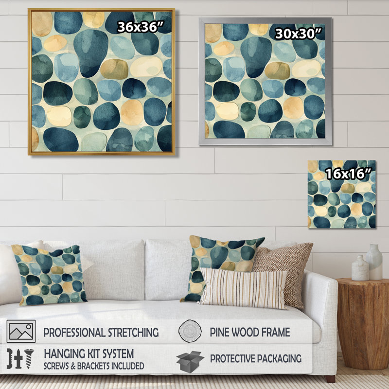 «Oberly Minimalist Meditation Stone Collage V», art mural méditation, H 36 po x l 36 po, Blanc