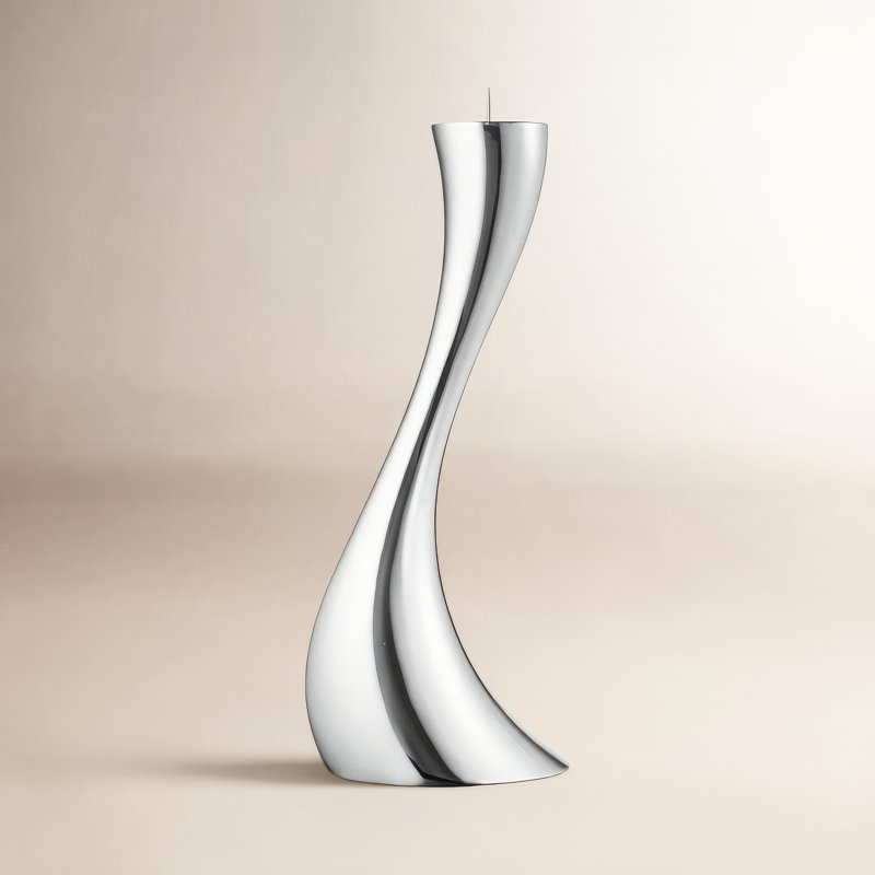 Cobra Stainless Steel Floor Candlestick, Silver, 15.75" H x 3.86" W x 3.86" D