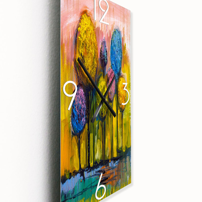 Paysage coloré impressionniste IV - horloge murale moderne, Petit