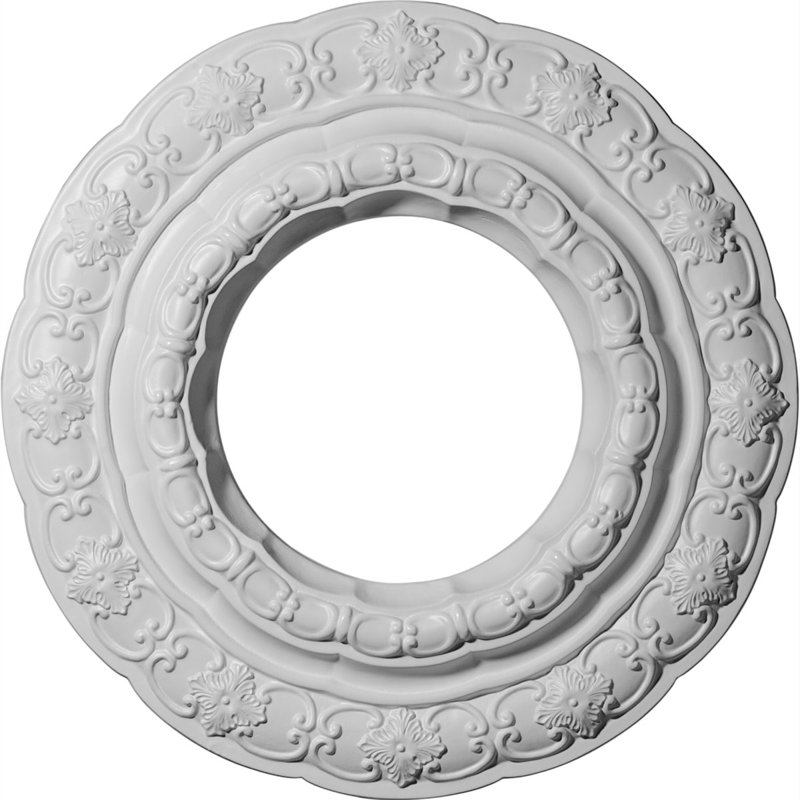 Endurathane Lisbon Ceiling Medallion, 15 3/8"OD x 7"ID x 1"P (Fits Canopies up to 7"), Factory Primed, Primed