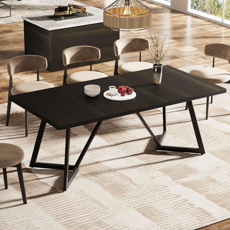Grande table de salle à manger 71 "pour 6 à 8 personnes avec table rectangulaire pour la cuisine et le dîner avec structure en métal robuste, mobilier de maison et de bureau polyvalent