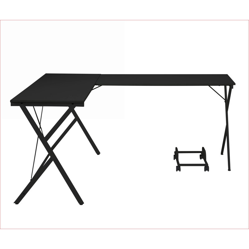 Bureaux, bureau d'ordinateur en L industriel avec support mobile | Noir | Métal, bois synthétique