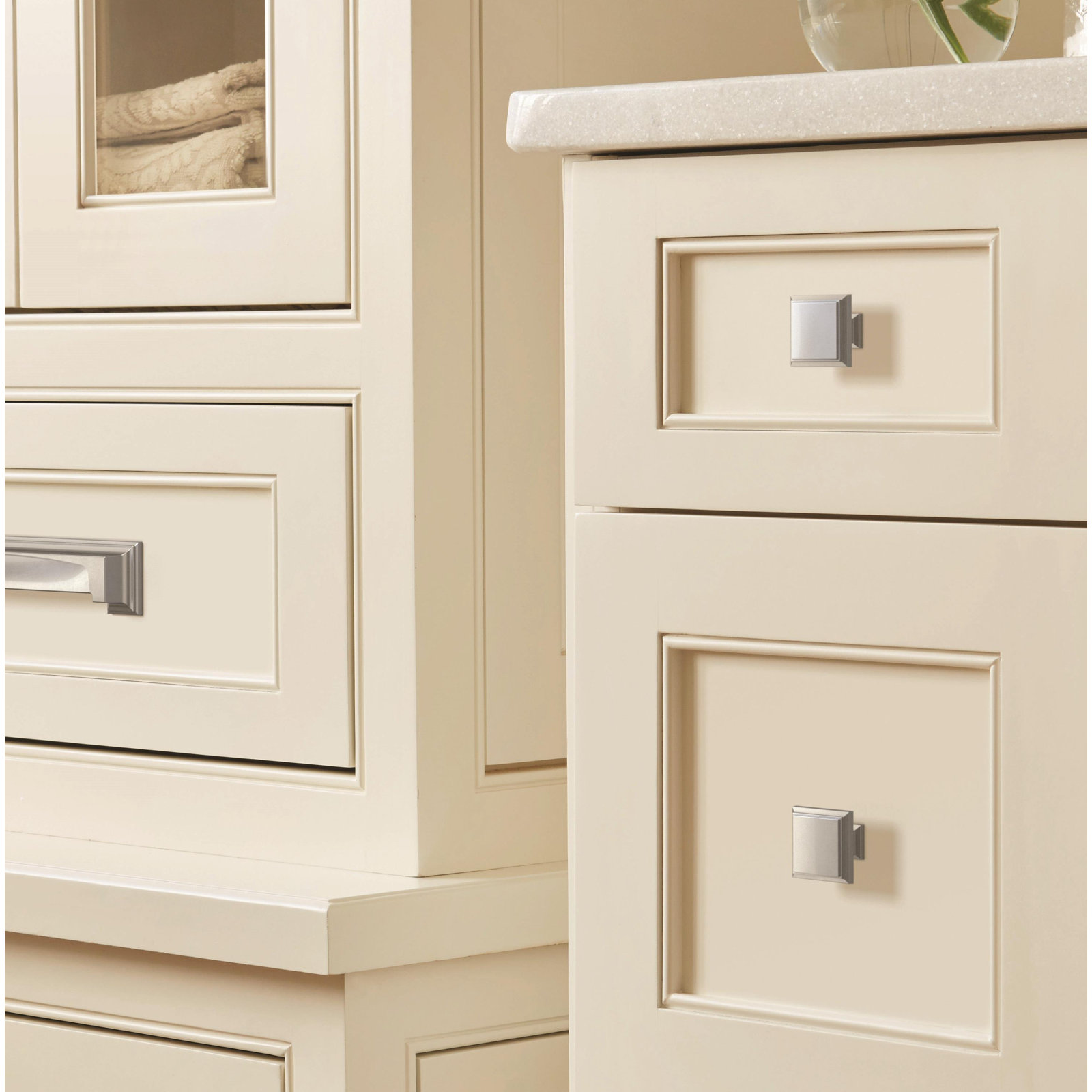 Appoint 1 1/4" Length Square Knob, Satin Nickel