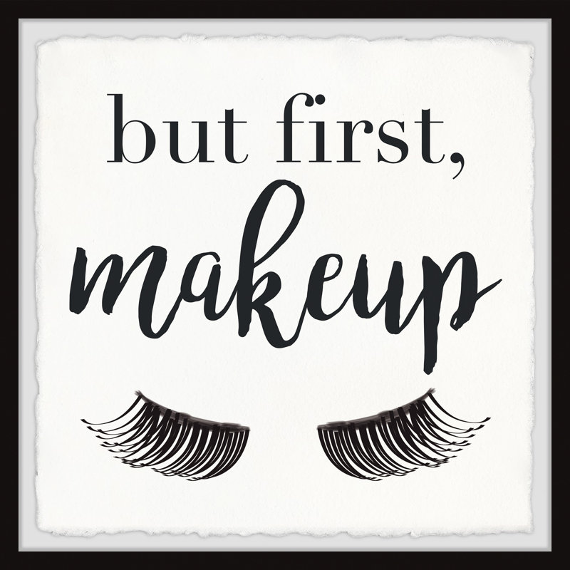 « makeup first »-impression, H 12 po x l 12 po x P 1,5 po, Cadre noir à bords frangés