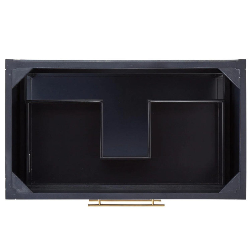 Midnight Navy Blue Mahogany Single Bathroom Vanity with Drawers and Shelf