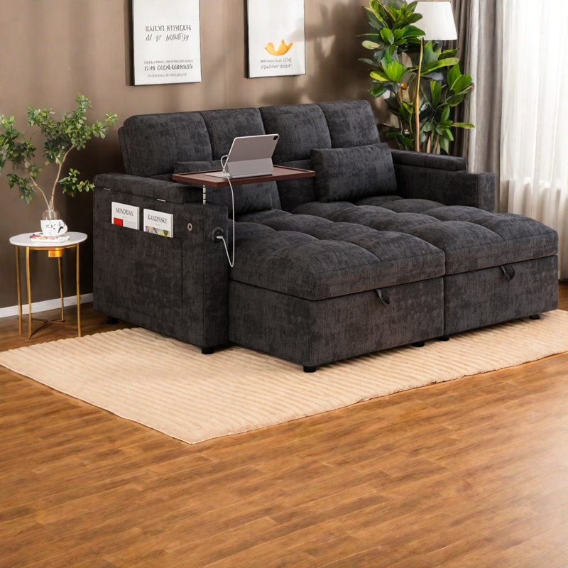 Upholstered Sectional, Black