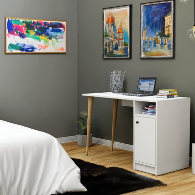 Bureau d'ordinateur rectangulaire avec commode