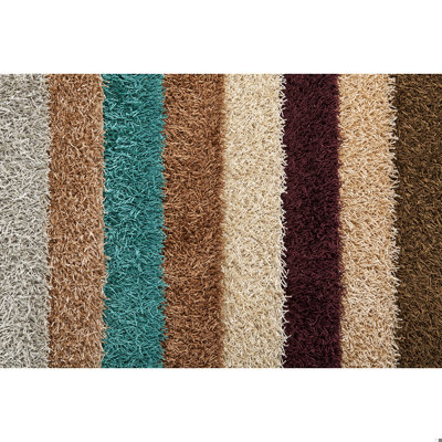 Heston Authentic Hand Woven Handmade Gold Modern Abstract Polyester Shag Area Rug