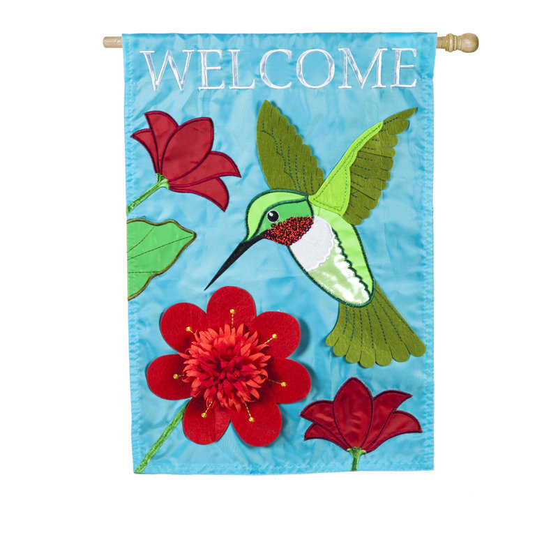 En nylon 2 côtés 44 x 28 po hummingbird welcome drapeau maison