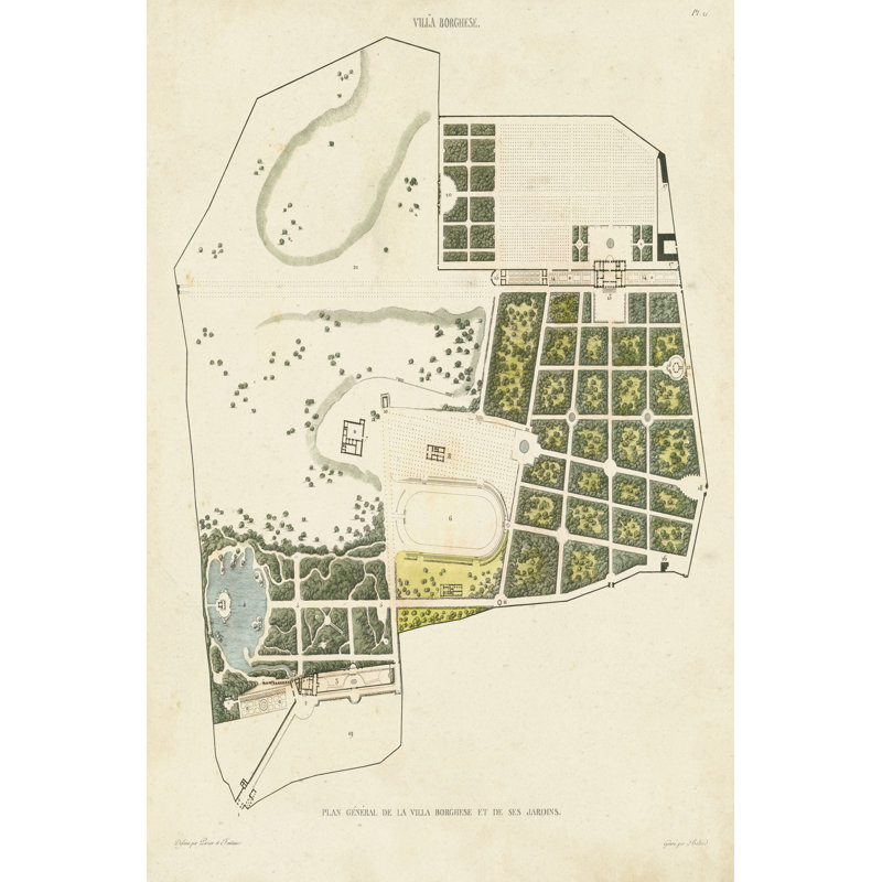 Plan General De La Villa Borghese by Baltard - Wrapped Canvas Print, 30cm H x 20cm W x 3.8cm D