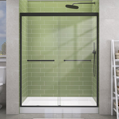 50" - 54" W X 72" H Double Sliding Semi-frameless Shower Door Alcove Bypass Bathroom Door with Tempered Glass