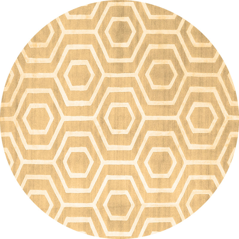 Washable Geometric Indoor Rug, Round 8'