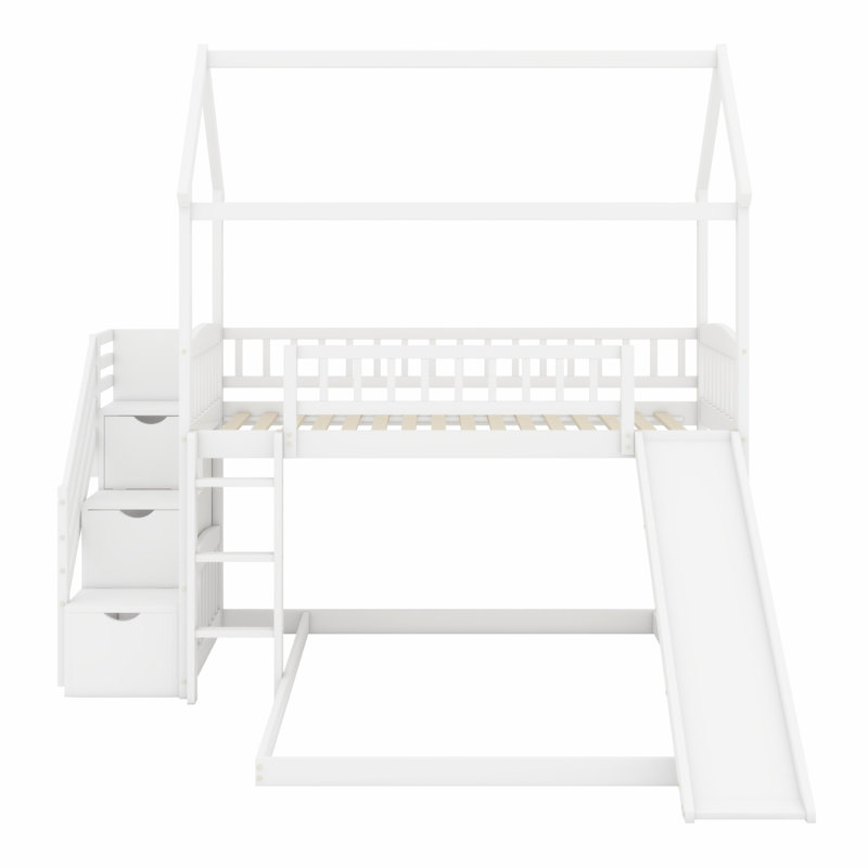 Lit superposé avec glissade Safety House, White