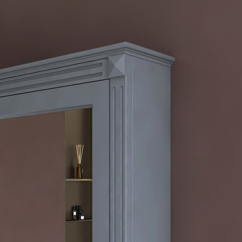 Armoire de rangement murale de salle de bain l 24 "x H 27" avec miroir, Gris