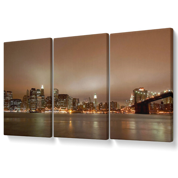 Ebern Designs Hong Kong Chocolate Glow - 3 Piece Wrapped Canvas Print ...