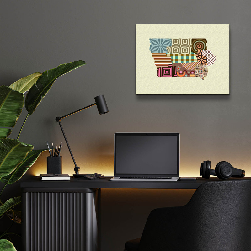 «Iowa State Map» par Lanre Adefioyue, H 12 po x l 16 po x P 0,13 po