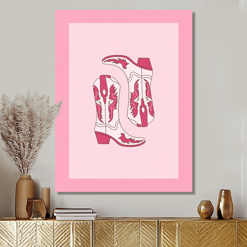 Bottes de cowboy roses - salon d'art mural, Toile tendue, H 40 po x l 30 po x P 1,5 po