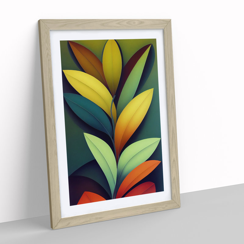 XV1022-2583X Lively Leaves - Single Picture Frame Print, 64cm H x 46cm W x 2cm D, Oak