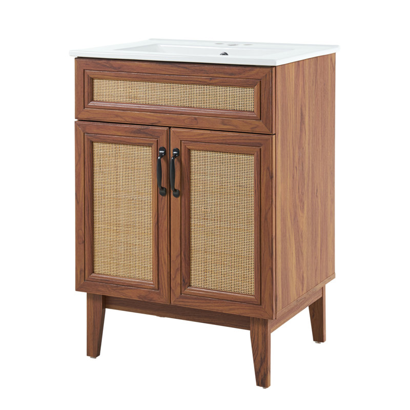 Ensemble de meuble-lavabo simple 24 po Javer, Brun