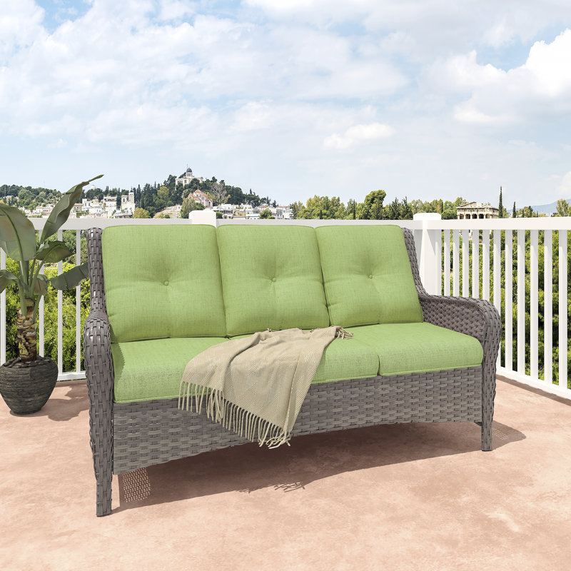 Wicker Outdoor Patio Sofa, Green