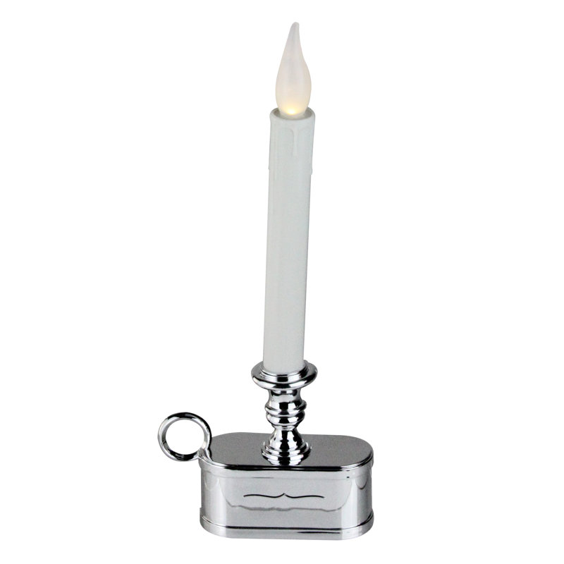Lampe bougie de Noël à DEL 11 po avec base tonique, Argenté
