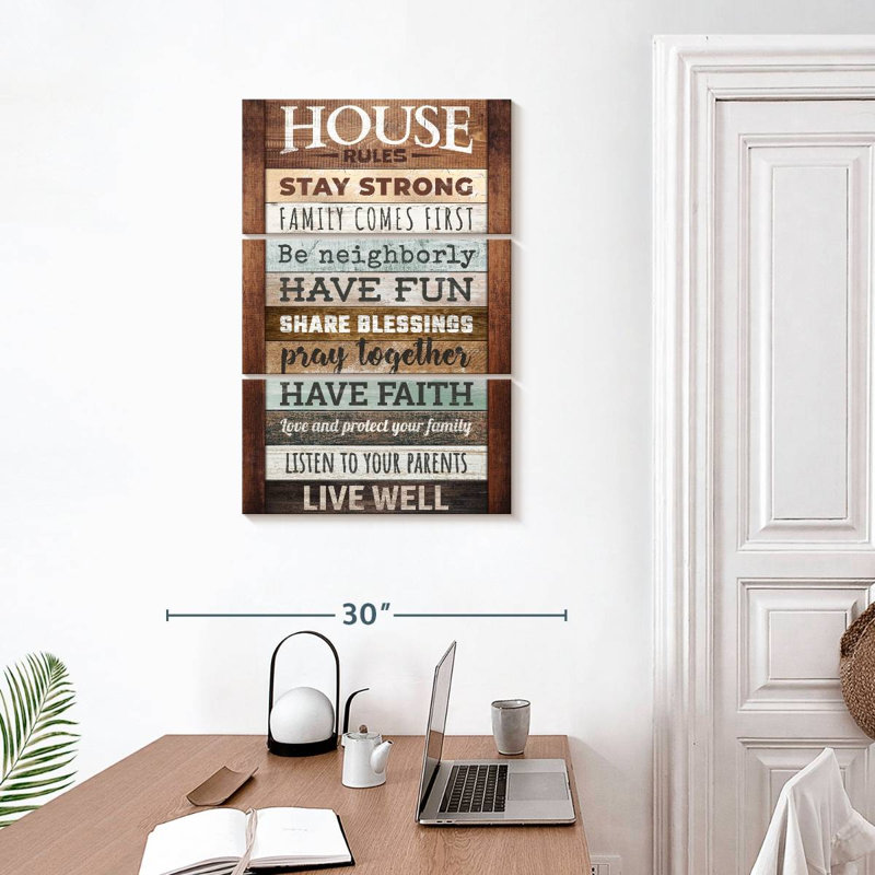 Plaque murale Kema Inspirational House Rules, H 32 po x l 20 po
