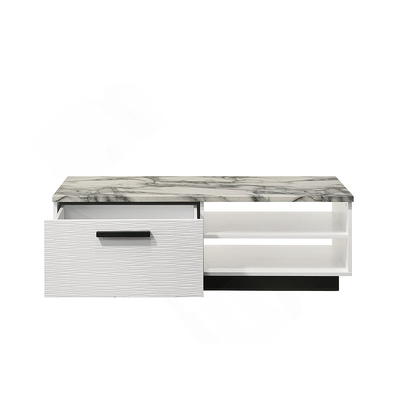 Table basse l 47 po avec plateau en faux marbre blanc
