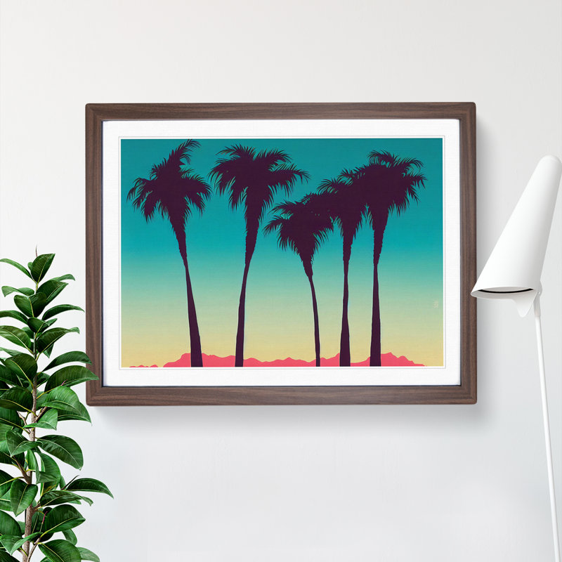 Ethereal Palm Trees - Framed Print, 46cm H x 64cm W x 2cm D, Walnut