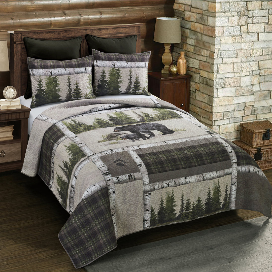 Bear Panels Plaid Quilt Set Donna Sharp 